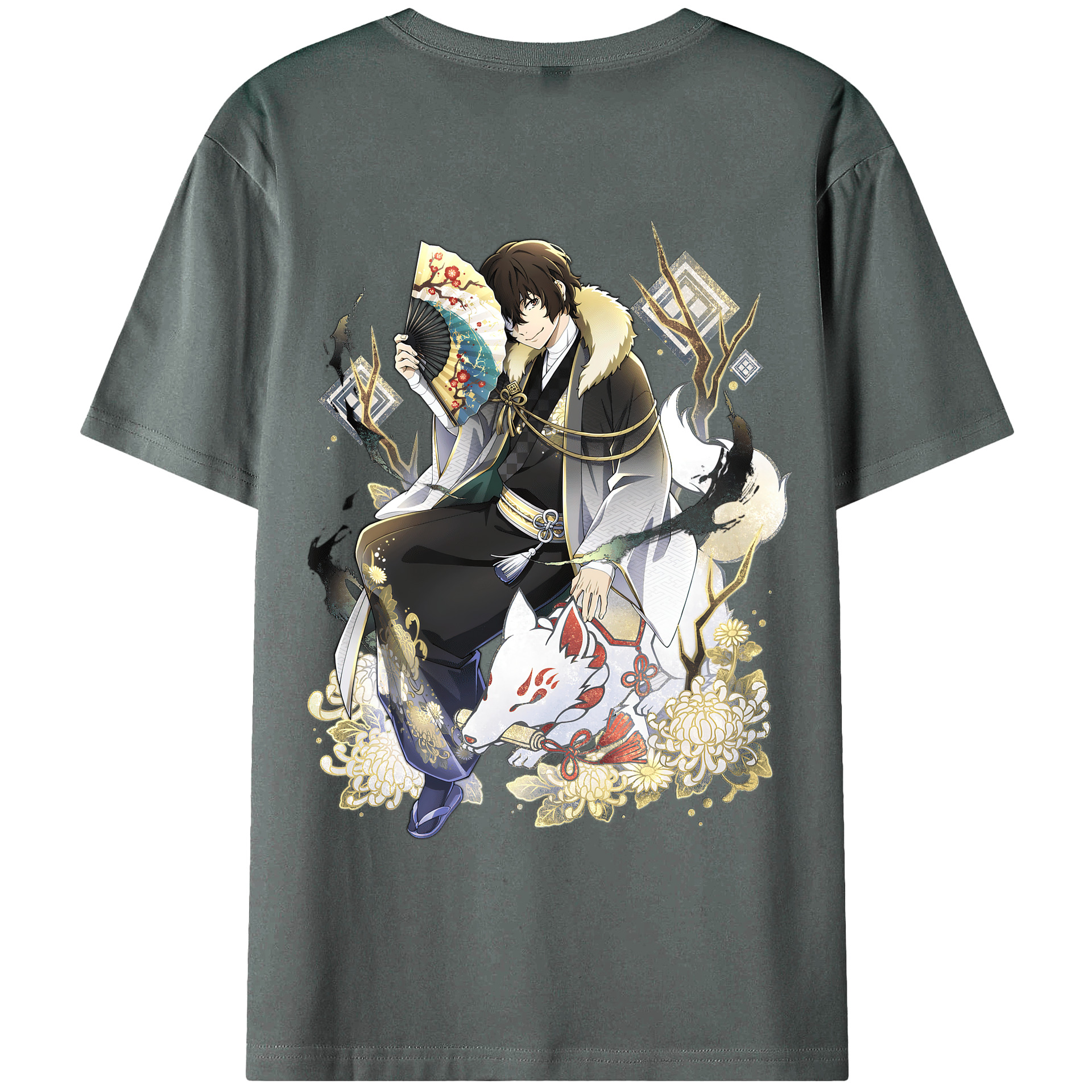 文豪ストレイドッグス Bungo Stray Dogs 綿100％ メンズ半袖Tシャツ（バックプリント） 通気性